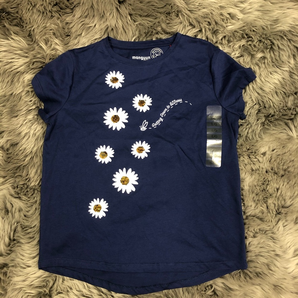 Manguun | Girl's "Getting Down To Bzzness’" T-Shirt | Navy | Various Sizes